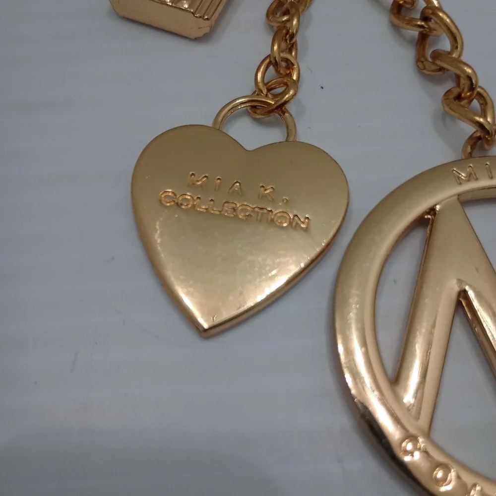 MIAK Collection Gold Tone Logo Charm Keychain‎ Bag Accessory